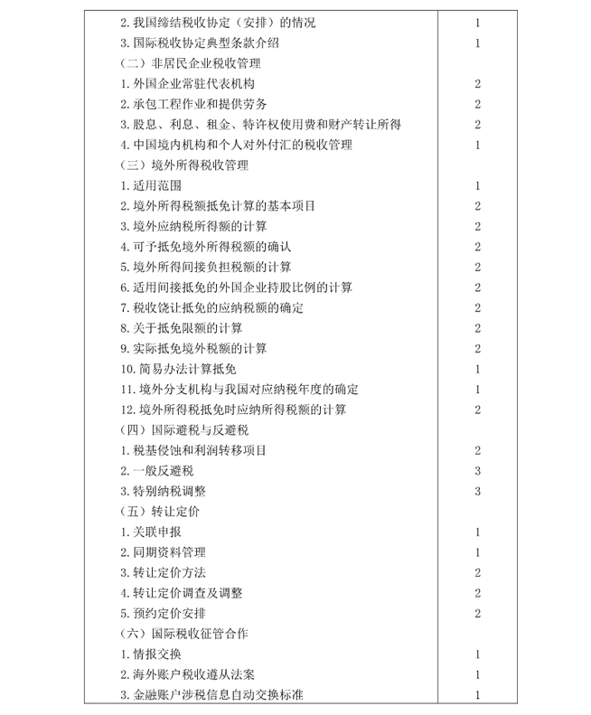 注冊會計師《稅法》考試大綱