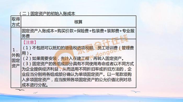 初級會計外購固定資產(chǎn)