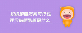 投資項(xiàng)目財(cái)務(wù)可行性評(píng)價(jià)指標(biāo)測(cè)算是什么