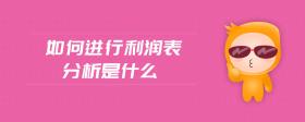 如何進(jìn)行利潤(rùn)表分析是什么