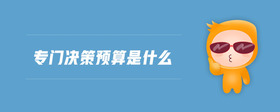 專門決策預算是什么