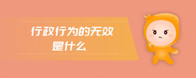 行政行為的無效是什么