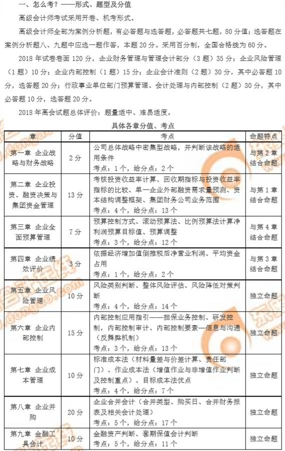 分析2018年高級(jí)會(huì)計(jì)師分值考點(diǎn)，展望2019年高級(jí)會(huì)計(jì)師