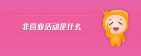 非營(yíng)業(yè)活動(dòng)是什么