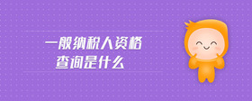 一般納稅人資格查詢是什么