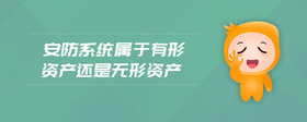 安防系統(tǒng)屬于有形資產(chǎn)還是無形資產(chǎn)