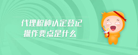 代理稅種認(rèn)定登記操作要點(diǎn)是什么