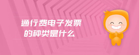 通行費(fèi)電子發(fā)票的種類是什么