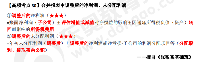 《中級(jí)會(huì)計(jì)實(shí)務(wù)》高頻考點(diǎn)：合并報(bào)表中調(diào)整后的凈利潤、未分配利潤