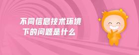 不同信息技術(shù)環(huán)境下的問題是什么