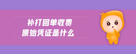 補打回單收費原始憑證是什么