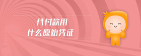 代付款用什么原始憑證