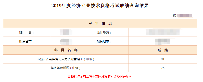 中級經濟師考試成績