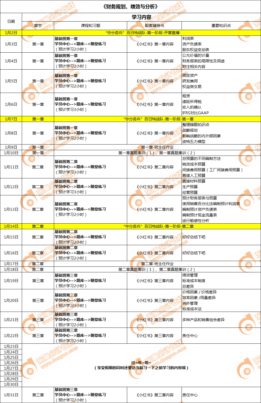 CMA學(xué)習(xí)日歷