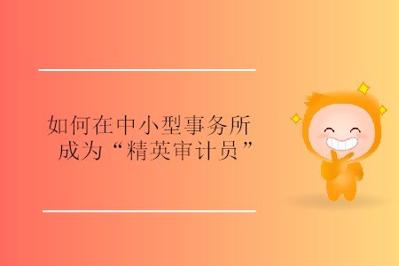 如何在中小型事務所成為“精英審計員”？