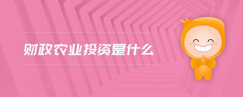 財(cái)政農(nóng)業(yè)投資是什么