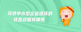 可供中小型企業(yè)選擇的經(jīng)營(yíng)戰(zhàn)略有哪些