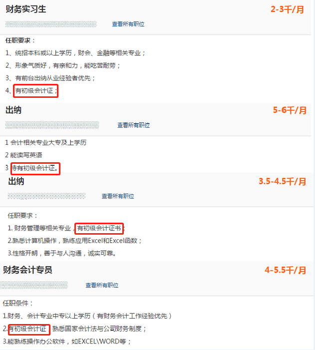 財務(wù)崗位招聘要求