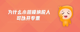 為什么小規(guī)模納稅人可以開專票