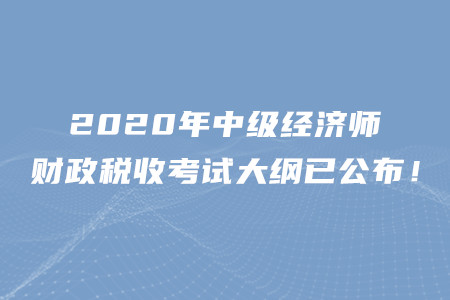 2020年中級經(jīng)濟(jì)師財政稅收考試大綱已公布！