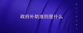 政府補助準(zhǔn)則是什么