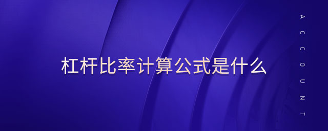 杠桿比率計算公式是什么