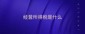 經(jīng)營所得稅是什么