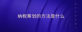 納稅籌劃的方法是什么