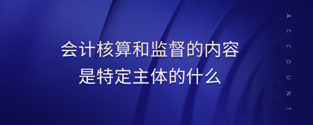會計核算和監(jiān)督的內容是特定主體的什么