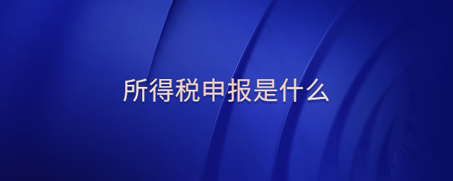 所得稅申報是什么