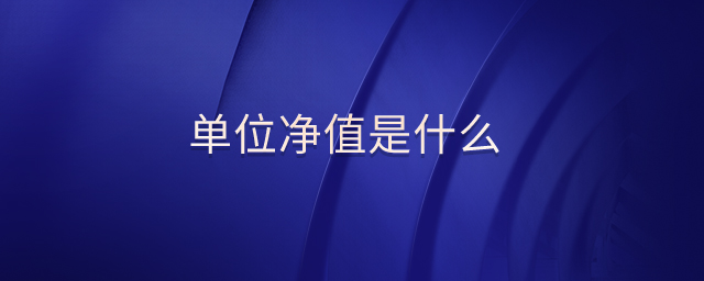單位凈值是什么