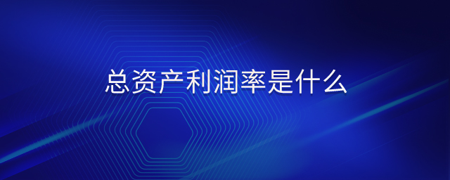 總資產(chǎn)利潤(rùn)率是什么