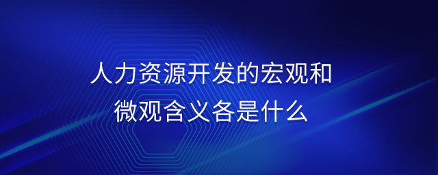 人力資源開發(fā)的宏觀和微觀含義各是什么