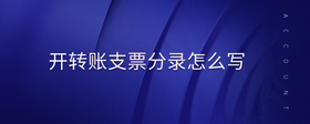 開轉賬支票分錄怎么寫