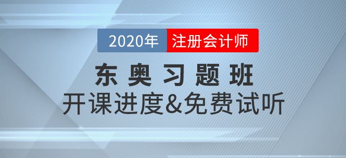 2020年注冊會計師考試，東奧習題班開課啦！