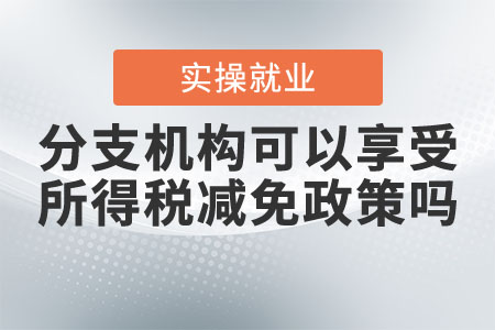 分支機構(gòu)可以享受企業(yè)所得稅減免政策嗎？