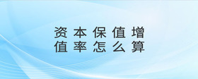 資本保值增值率怎么算