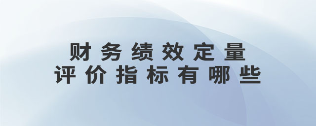 財務(wù)績效定量評價指標(biāo)有哪些