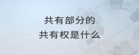 共有部分的共有權(quán)是什么