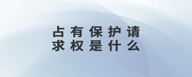 占有保護請求權(quán)是什么
