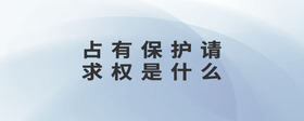 占有保護(hù)請(qǐng)求權(quán)是什么