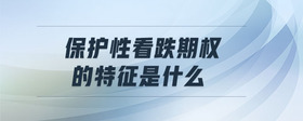 保護(hù)性看跌期權(quán)的特征是什么