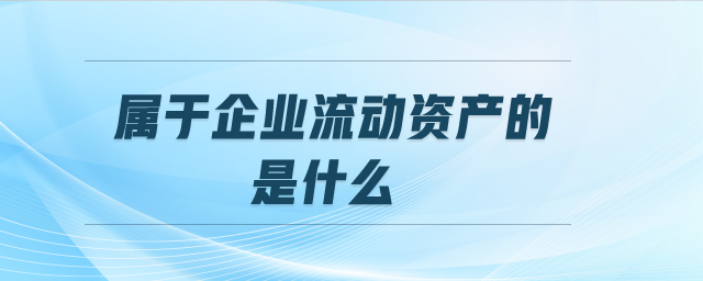 屬于企業(yè)流動(dòng)資產(chǎn)的是什么
