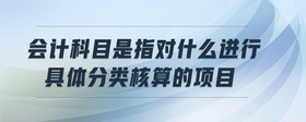 會計科目是指對什么進(jìn)行具體分類核算的項目