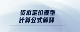 資本定價模型計算公式解釋