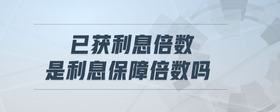 已獲利息倍數(shù)是利息保障倍數(shù)嗎