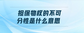 擔(dān)保物權(quán)的不可分性是什么意思