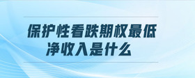 保護(hù)性看跌期權(quán)最低凈收入是什么