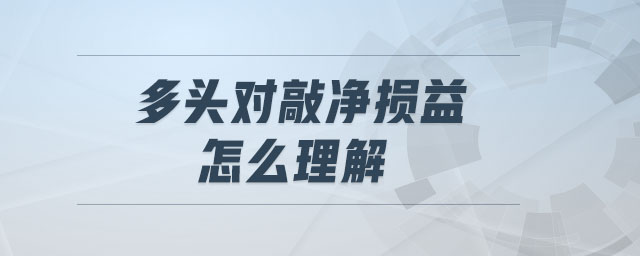 多頭對(duì)敲凈損益怎么理解