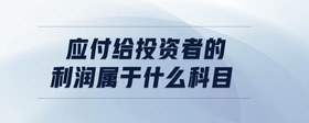 應(yīng)付給投資者的利潤屬于什么科目